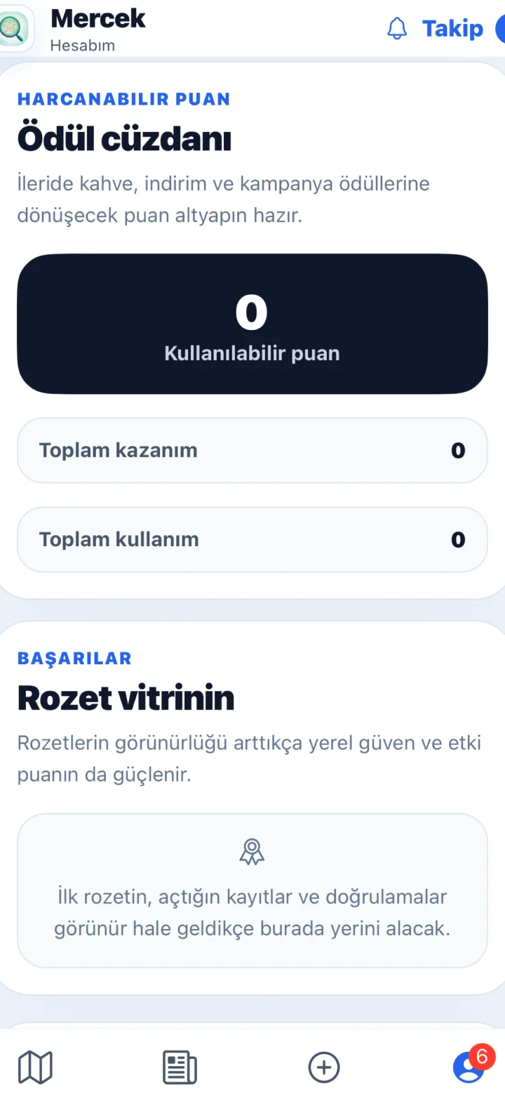 MercekApp harita ekranı