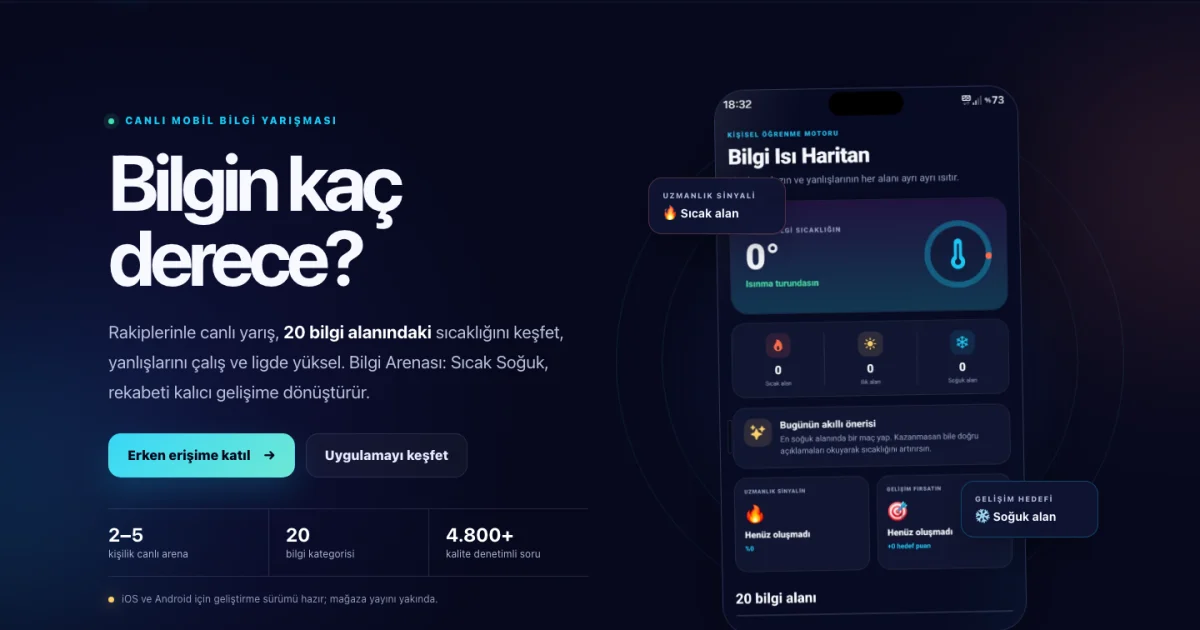 Sıcak Soğuk Bilgi Arenası mobil oyunu tanıtım görseli